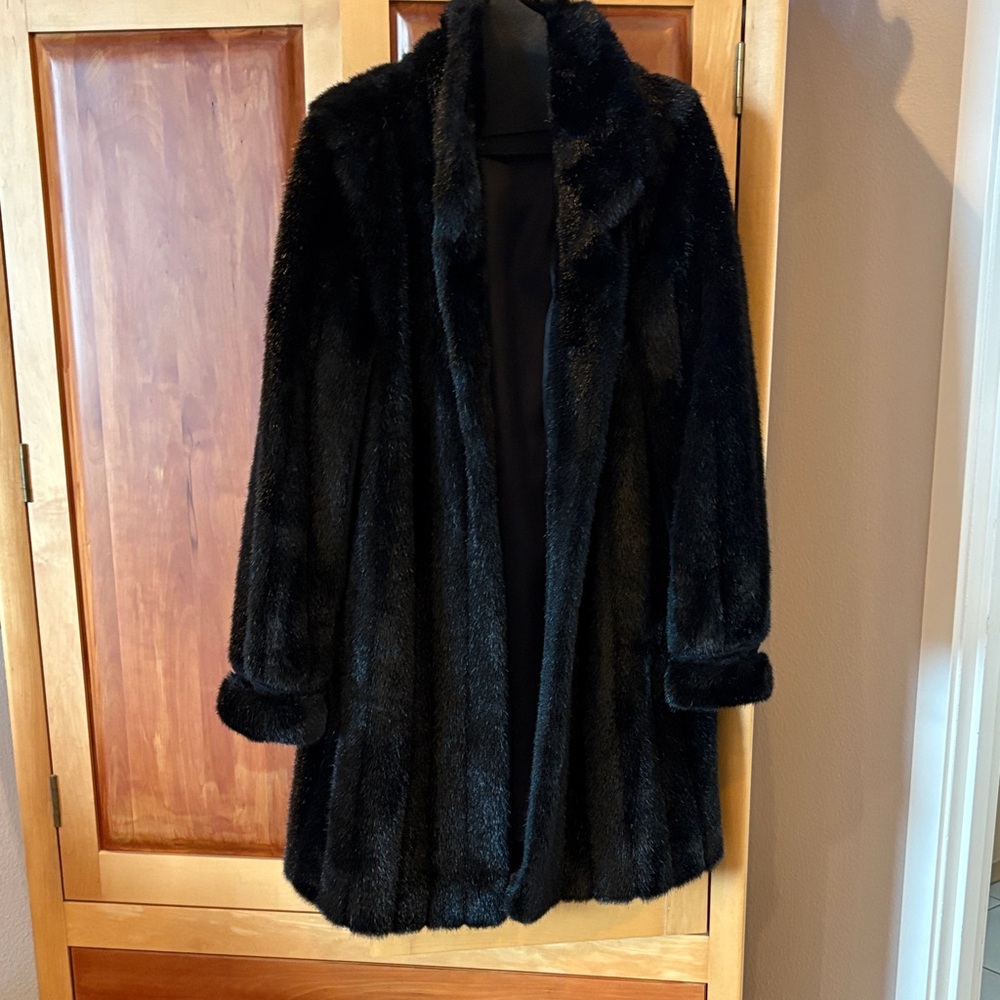 Fabulous Furs Black Faux Fur Coat